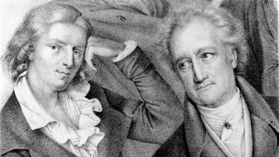 Die Stammbäume von Friedrich Schiller und Johann Wolfgang von Goethe vergleichen
